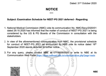 NEET PG 2021 exam postponed until further notice