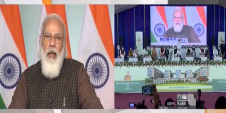 PM Modi lays foundation stone of AIIMS at Rajkot in Gujarat